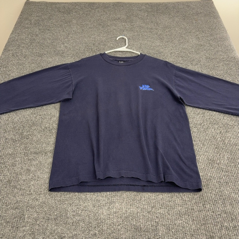 Vintage No Fear T Shirt Mens L Navy Blue Cotton Long Sleeve Graphic 90s Skate